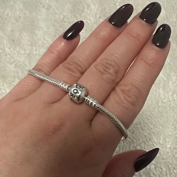 Pandora Sterling Silver Barrel Clasp Snake Chain Bracelet - Picture 3 of 4